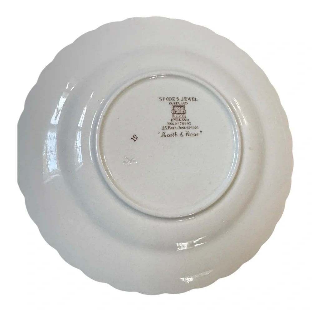 Antique SPODE Copeland Bread Plate Heath & Rose in Jewel Shape 6 1/4” Set of 4